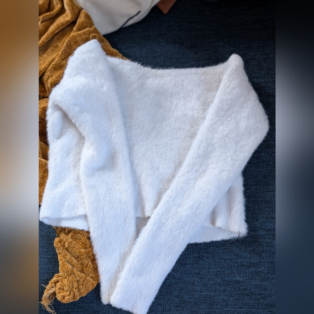 Furry Off-Shoulder Cropped Sweater